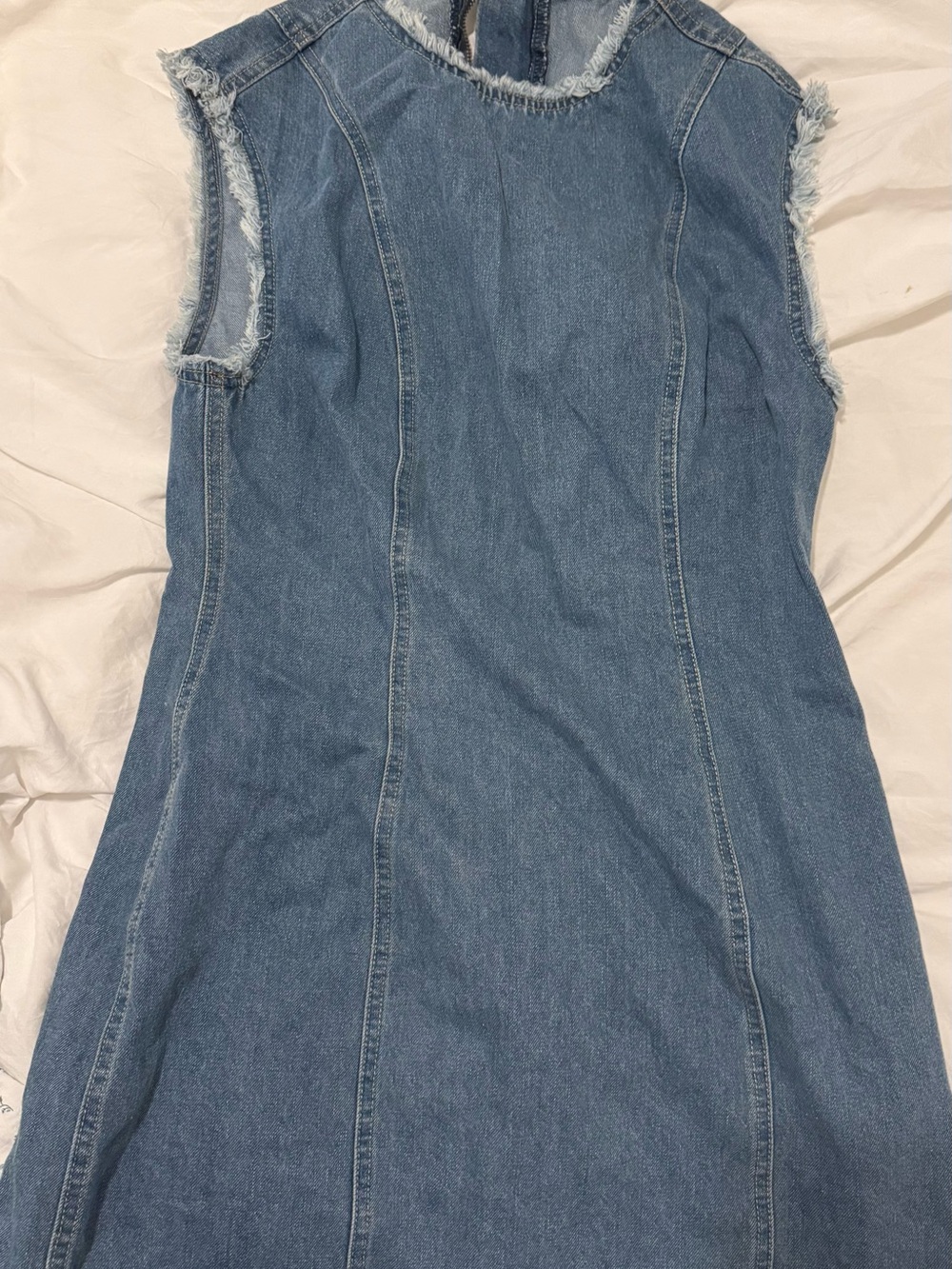 Sleeveless Blue Denim Mini Dress - Classic Casual
